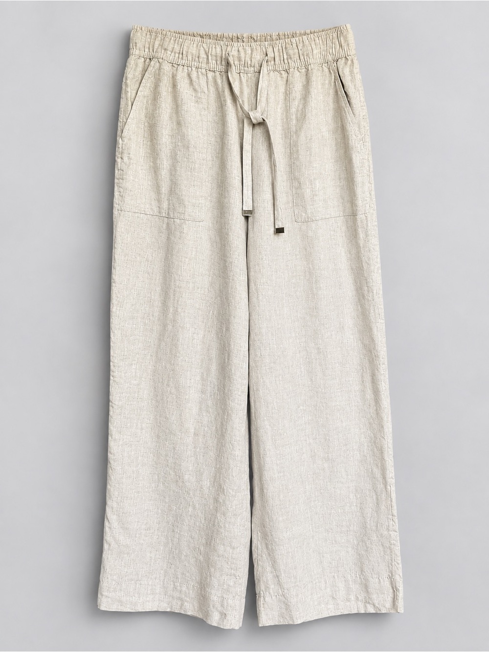 Joie 100% Linen Pants Womens Sz L Wide Leg Elastic Waist Pull On Pockets Coastal